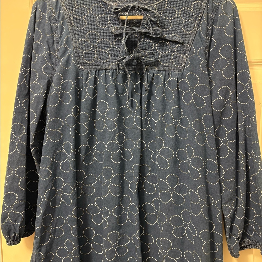 Madewell Blue Floral Long Sleeve Dress